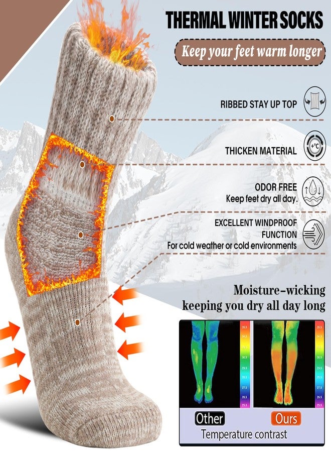 Sandsuced Merino Wool Thermal Boot Socks for Women Men Winter Warm Cozy Thick Hiking Socks 3 Pairs Christmas Stocking Stuffers (Grey/Black/Light Khaki,M) - Image 3